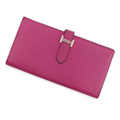 Hermes Wallet Bearn Souffle Depth Yes Rose Purple Silver Epsom