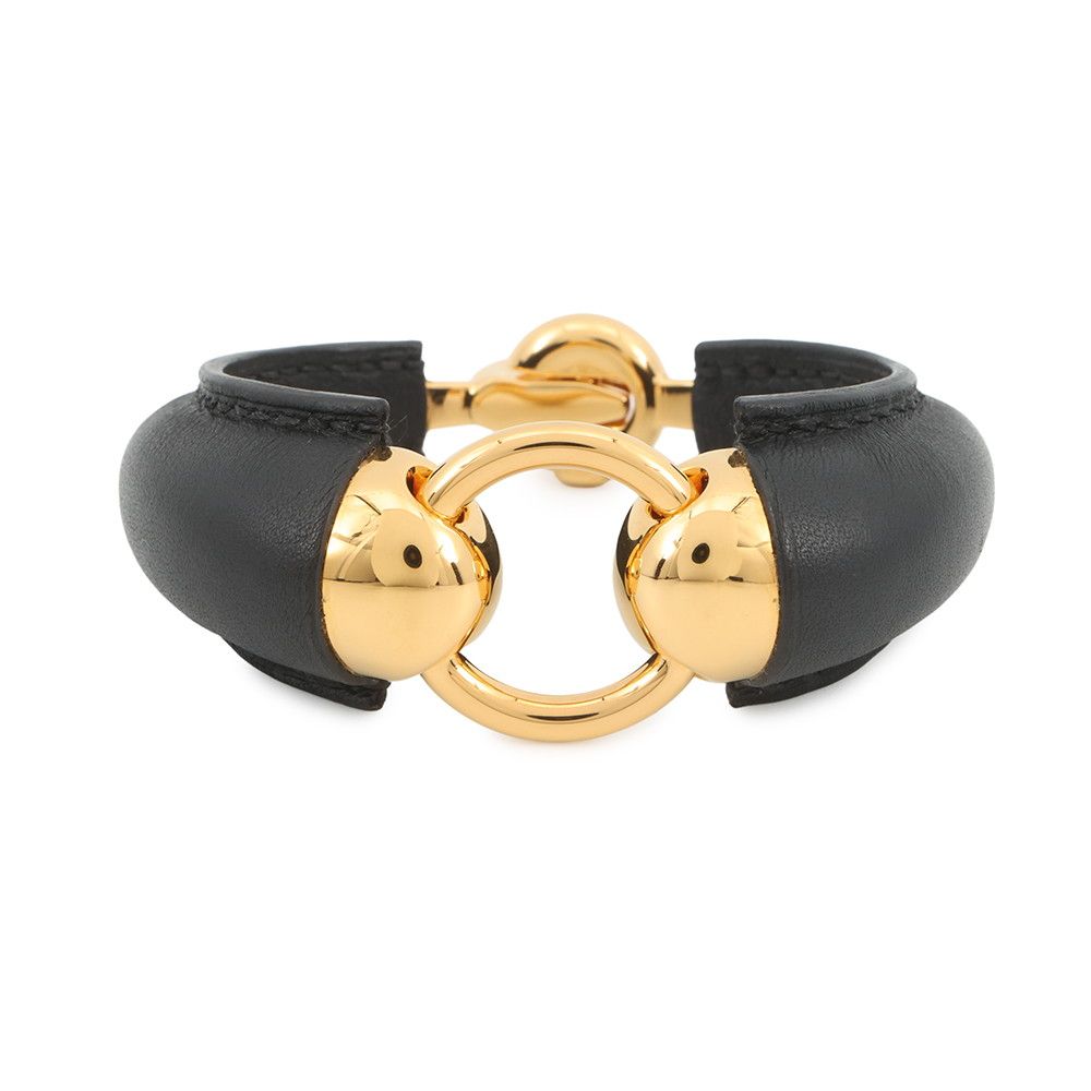 Hermes Bracelet Epi Ur Esquetre Black Gold Swift