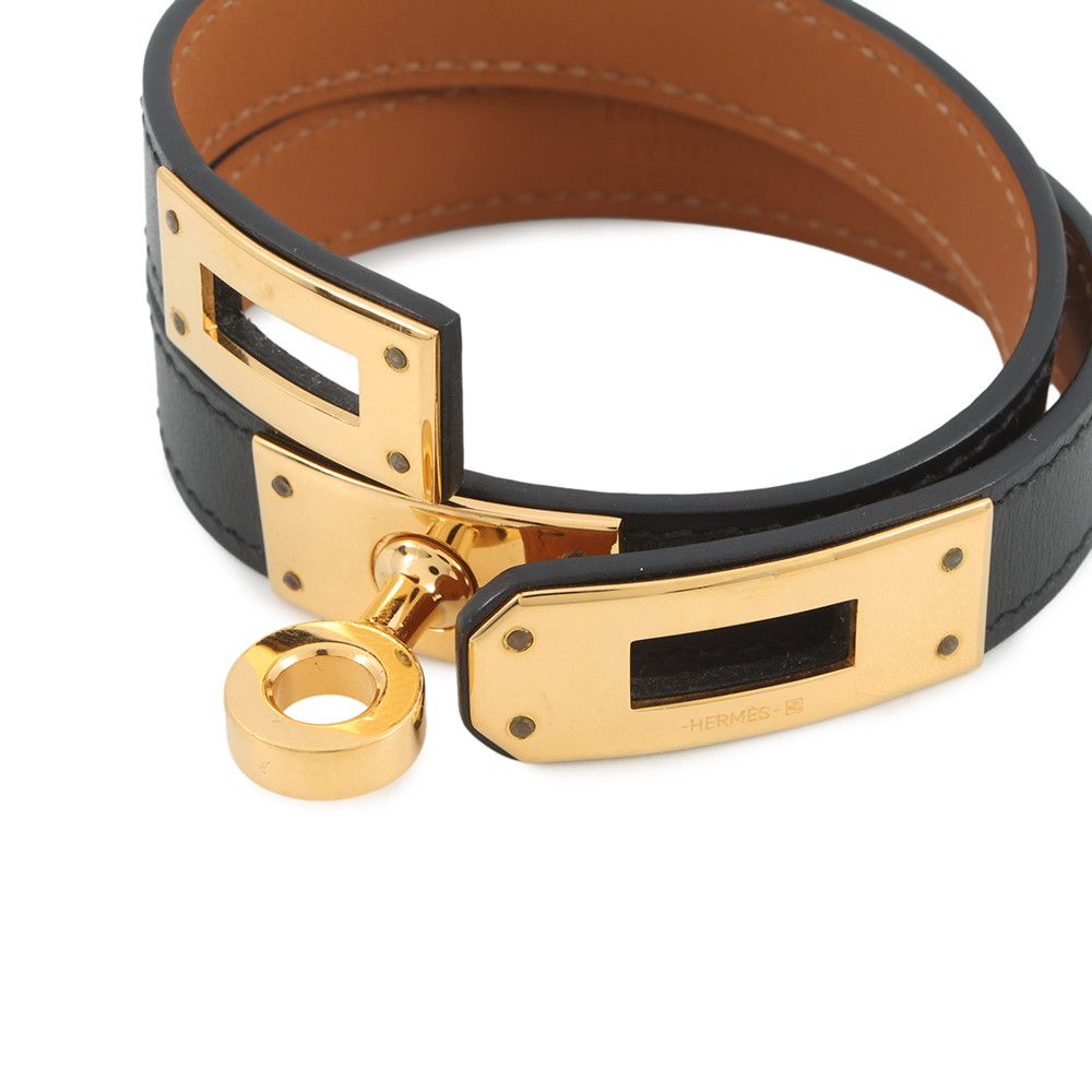 Hermes Bracelet Kelly Double Tour Black Silver Swift — view 5