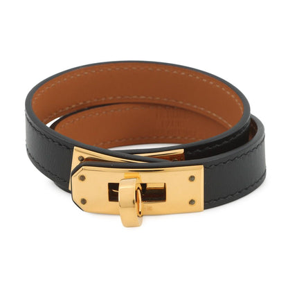 Hermes Bracelet Kelly Double Tour Black Silver Swift