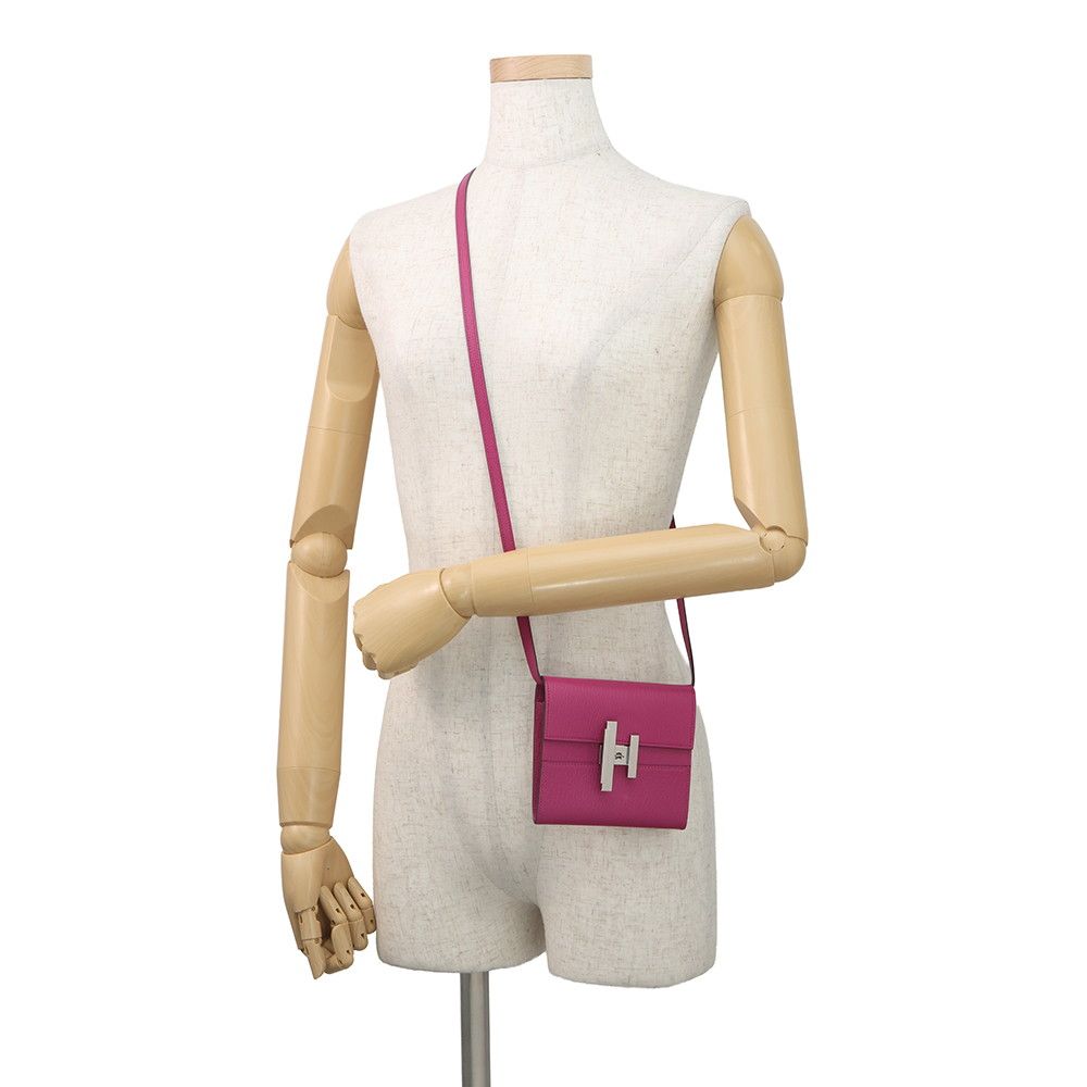 Hermes Wallet Cinetic to Go Rose Purple Silver Chevre Misor — view 4