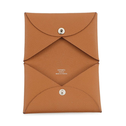 Hermes Card Case Calvi Duo Gold Silver Epsom Business Holder — view 4