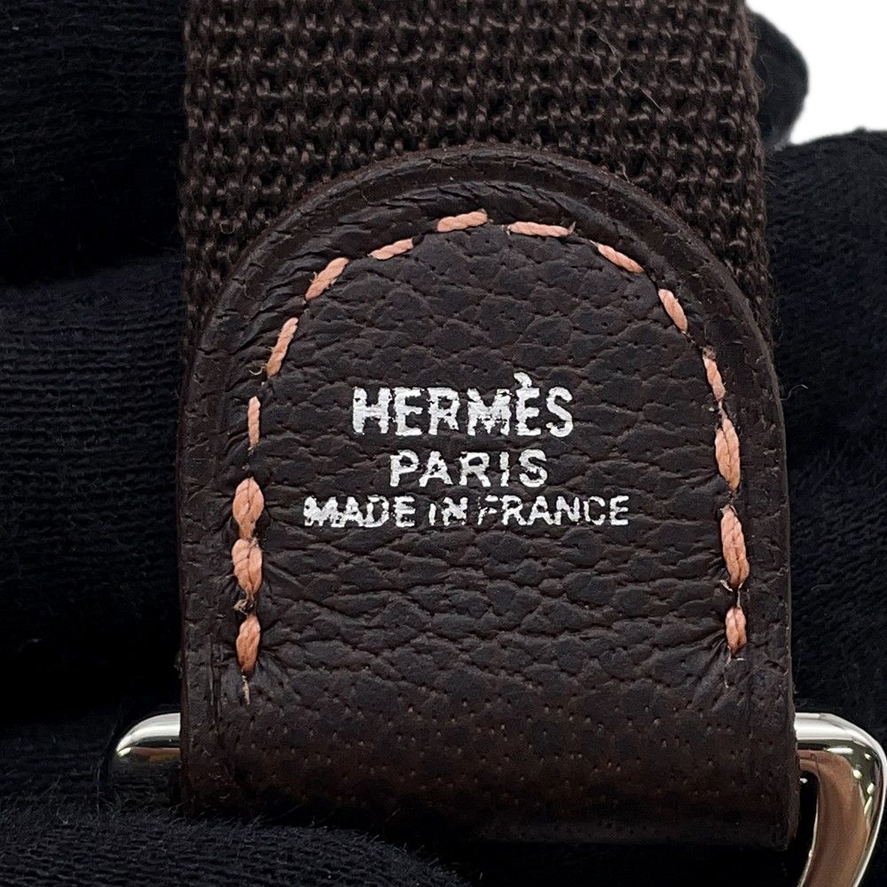 Hermes Shoulder Strap Garden Party TPM Brown Silver Canvas — view 8