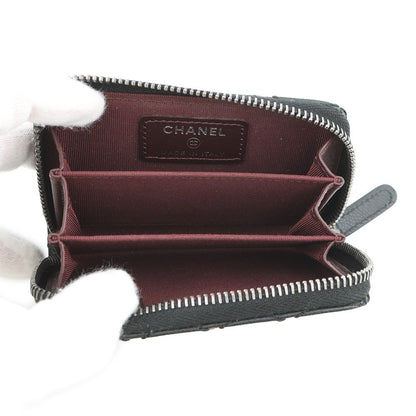 Chanel Coin Case Quilted Turnlock Motif CC Logo Caviar Leather Wallet Black — view 4