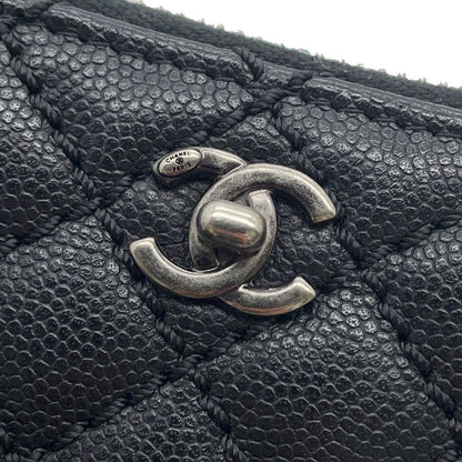 Chanel Coin Case Quilted Turnlock Motif CC Logo Caviar Leather Wallet Black — view 6