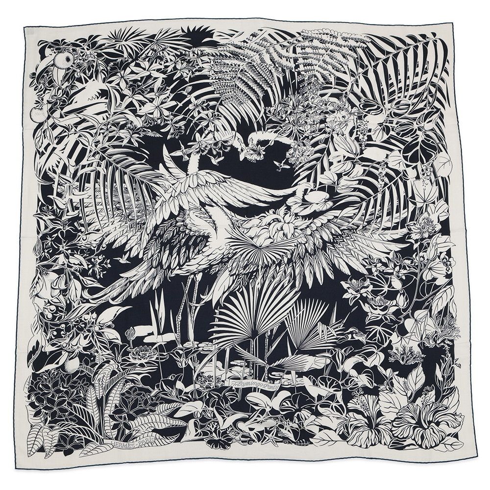 Hermes Shawl Carre 140 Geant Flamingo Party Cashmere Silk Scarf
