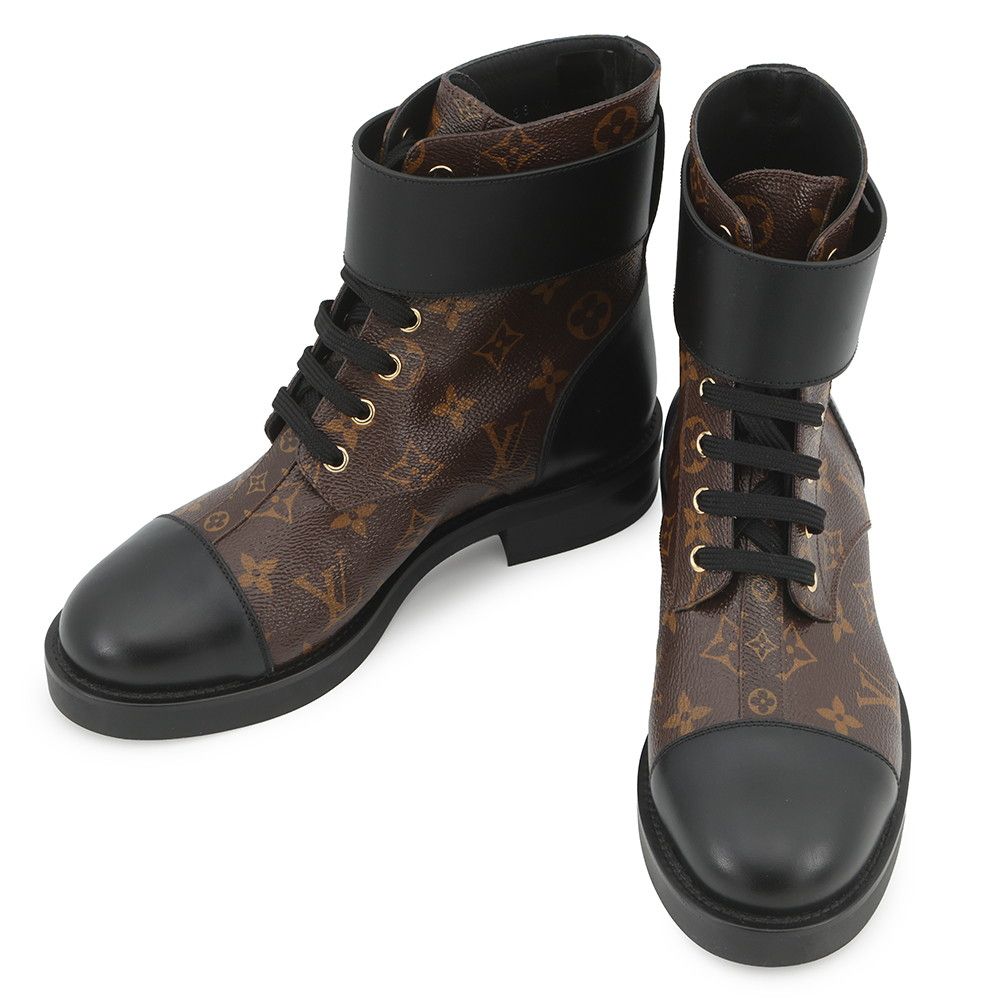 Louis Vuitton Boots Patent Monogram Wonderland Line Ankle 38 Shoes