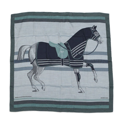 Hermes Scarf Carre 100 Horsewear Spiral Cheval a la Couverture Cashmere Silk
