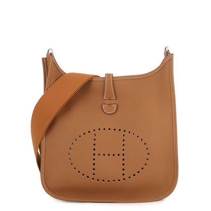 Hermes Shoulder Bag Evelyne 3 PM Gold Silver Taurillon Clemence