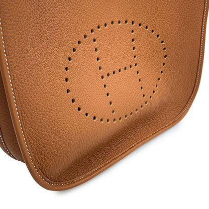 Hermes Shoulder Bag Evelyne 3 PM Gold Silver Taurillon Clemence — view 6