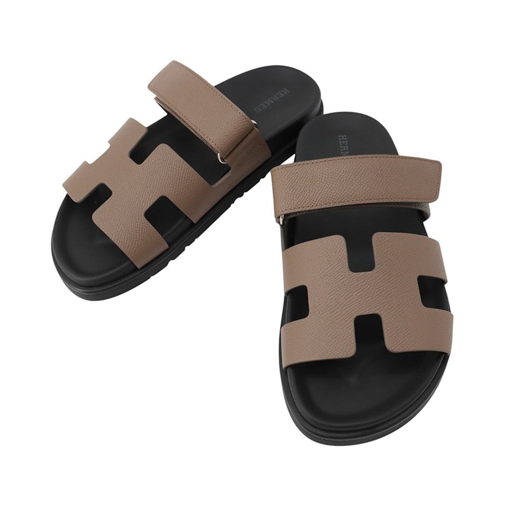 Hermes Sandals Chypre Epsom 37 Shoes Black