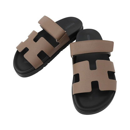 Hermes Sandals Chypre Epsom 37 Shoes Black