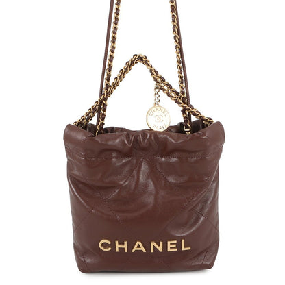 Chanel 22 Mini CC Logo Shiny Calfskin 2-Way Shoulder