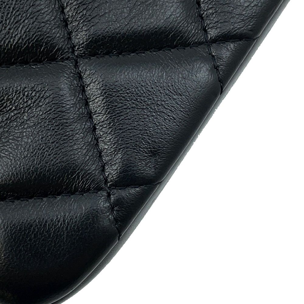 Chanel Chain Shoulder Bag Mini Flap CC Logo Quilted Lambskin Black — view 7