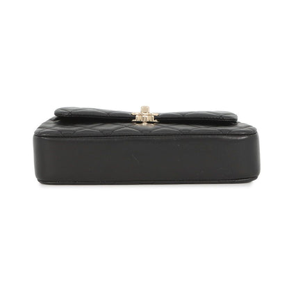 Chanel Chain Shoulder Bag Mini Flap CC Logo Quilted Lambskin Black — view 3