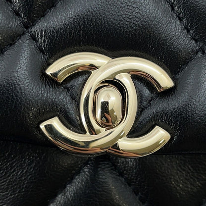 Chanel Chain Shoulder Bag Mini Flap CC Logo Quilted Lambskin Black — view 8