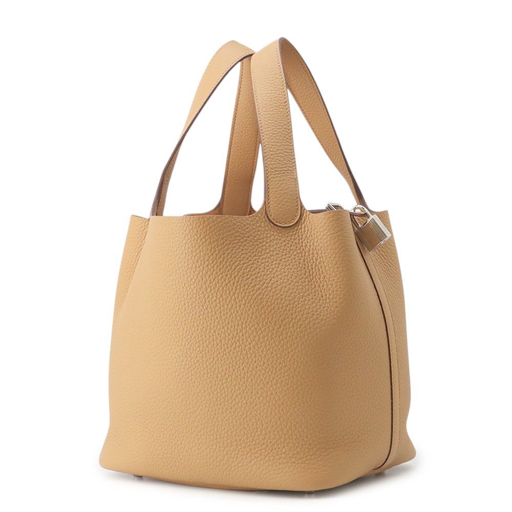 Hermes Handbag Picotin Lock MM Biscuit Silver Taurillon Clemence — view 2