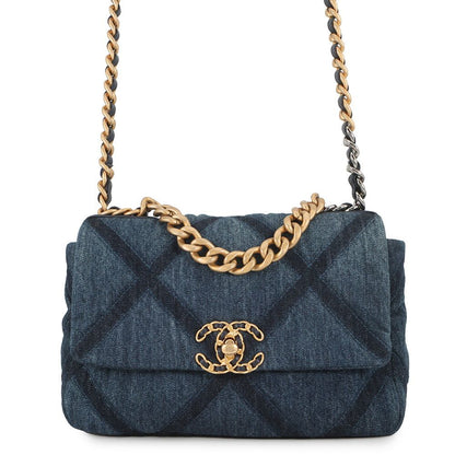 Chanel Chain Shoulder Bag 19 CC Logo Denim 2-Way