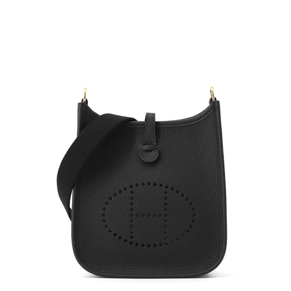 Hermes Evelyne TPM 85 cm Amazon Black Gold Taurillon Clemence Handbag