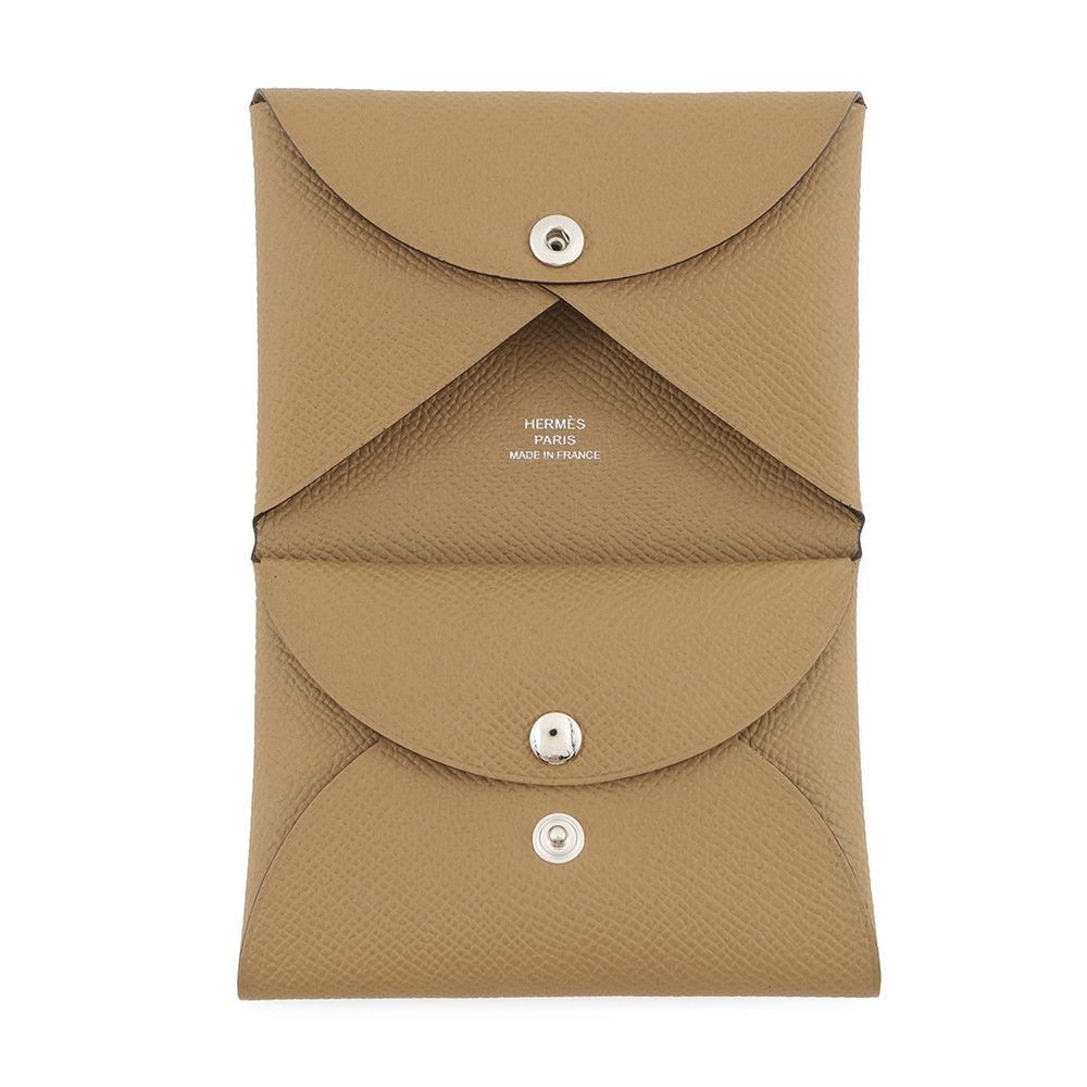Hermes Coin Case Calvi Duo Dune Silver Epsom — view 4