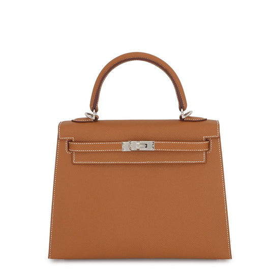 Hermes Handbag Kelly 25 Sellier Gold Silver Epsom 2-Way