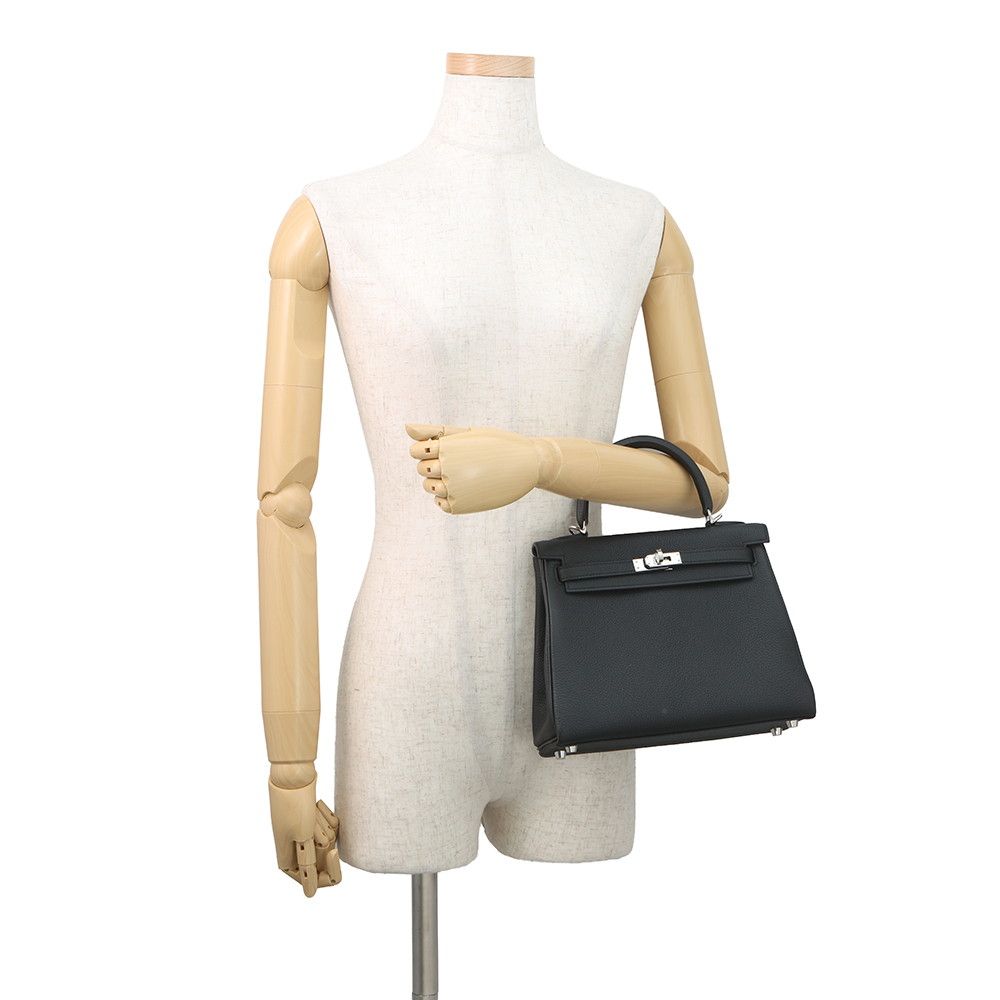 Hermes Handbag Kelly 25 Retourne Black Silver Togo 2-Way — view 4
