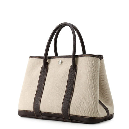 Hermes Tote Garden Party TPM Beige Brown Silver Toile Officier Buffalo 2-Way — view 2