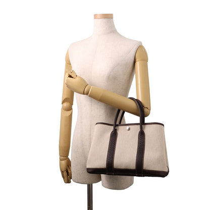 Hermes Tote Garden Party TPM Beige Brown Silver Toile Officier Buffalo 2-Way — view 4