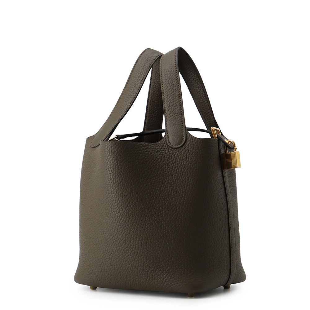 Hermes Handbag Picotin Lock PM Vert Roden Gold Taurillon Clemence — view 2