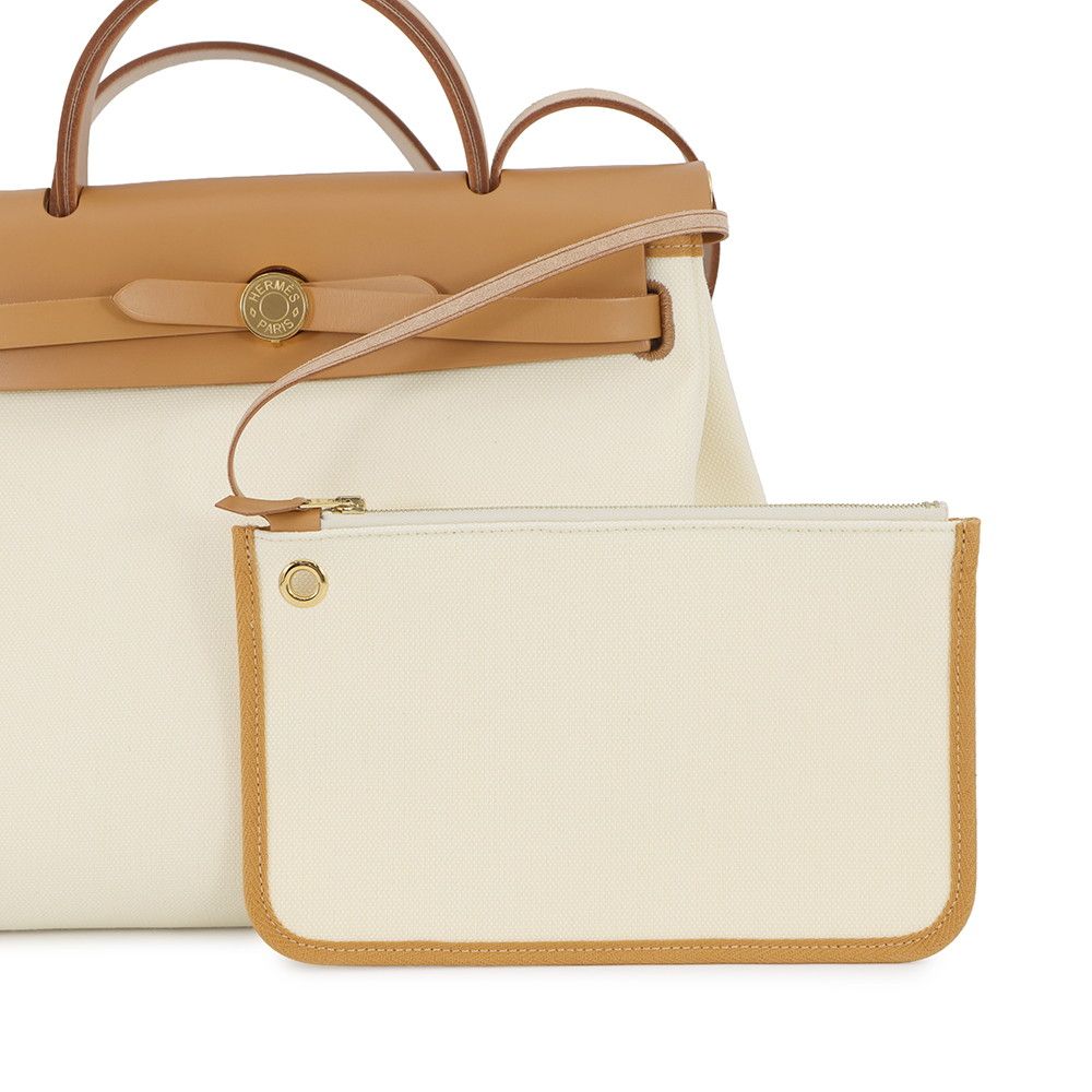 Hermes Herbag Zip PM le Tourne Beton Natural Sable Gold Toile Ash Vache Hunter — view 6