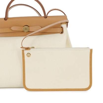 Hermes Herbag Zip PM le Tourne Beton Natural Sable Gold Toile Ash Vache Hunter — view 6