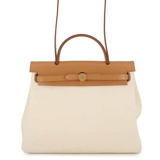 Hermes Herbag Zip PM le Tourne Beton Natural Sable Gold Toile Ash Vache Hunter
