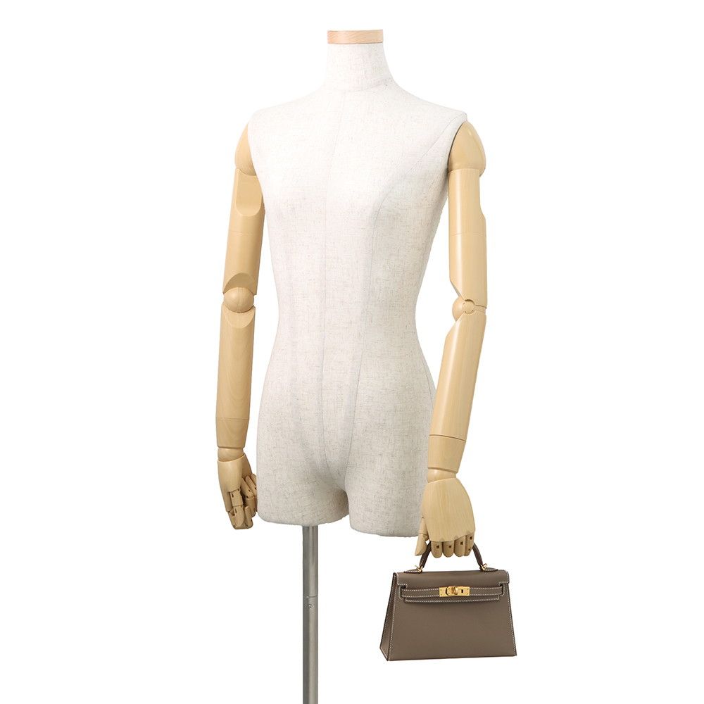 Hermes Handbag Mini Kelly Sellier Etoupe Gold Epsom 2-Way — view 4