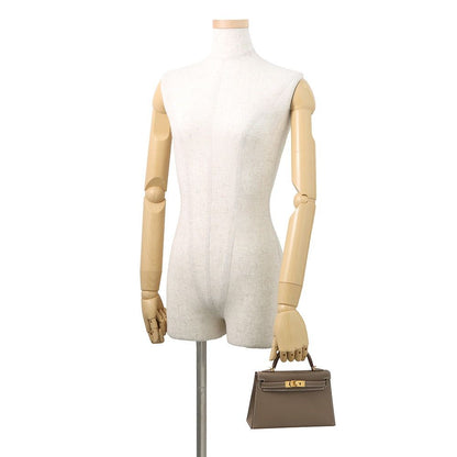 Hermes Handbag Mini Kelly Sellier Etoupe Gold Epsom 2-Way — view 4