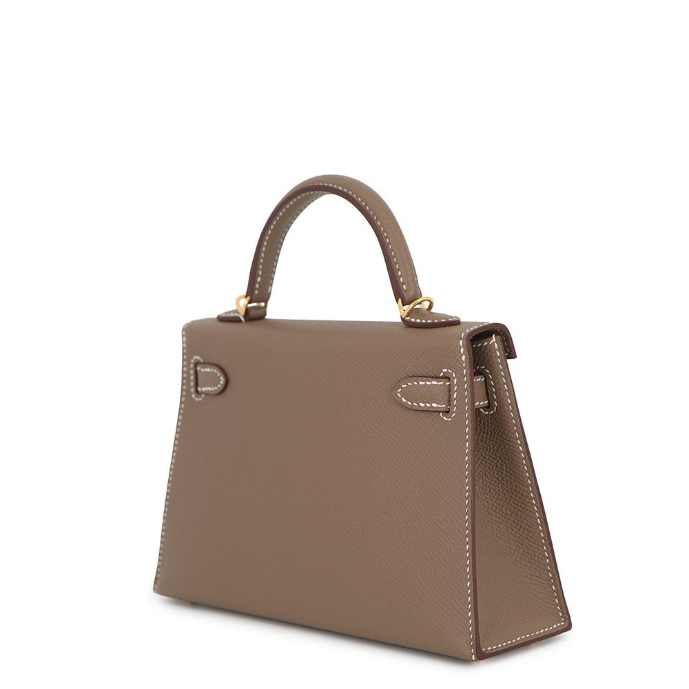 Hermes Handbag Mini Kelly Sellier Etoupe Gold Epsom 2-Way — view 2