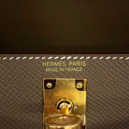 Hermes Handbag Mini Kelly Sellier Etoupe Gold Epsom 2-Way — view 6