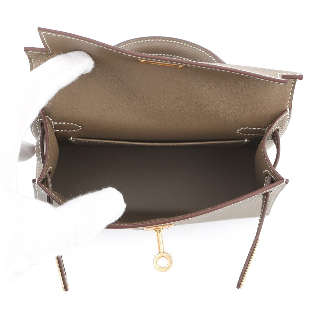 Hermes Handbag Mini Kelly Sellier Etoupe Gold Epsom 2-Way — view 5