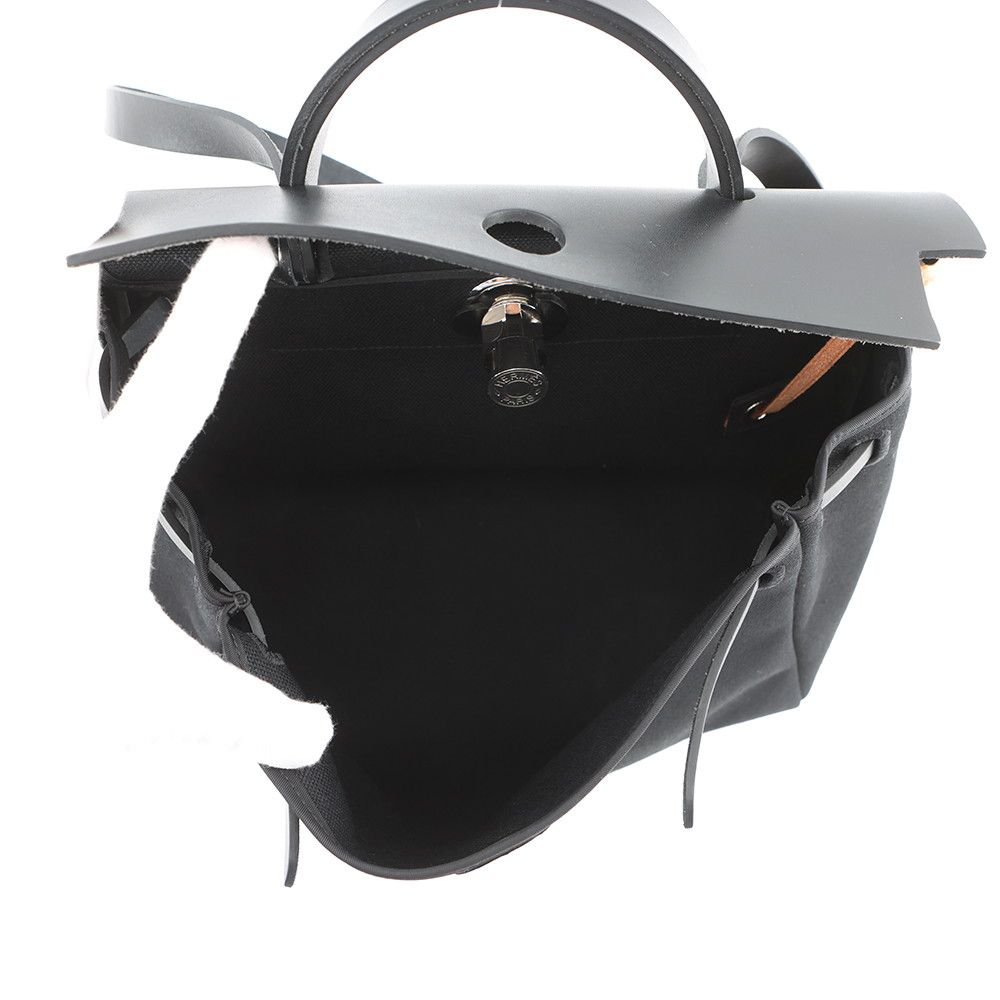 Hermes Herbag Zip PM Black Silver Toile Officier Vache Hunter Handbag — view 5