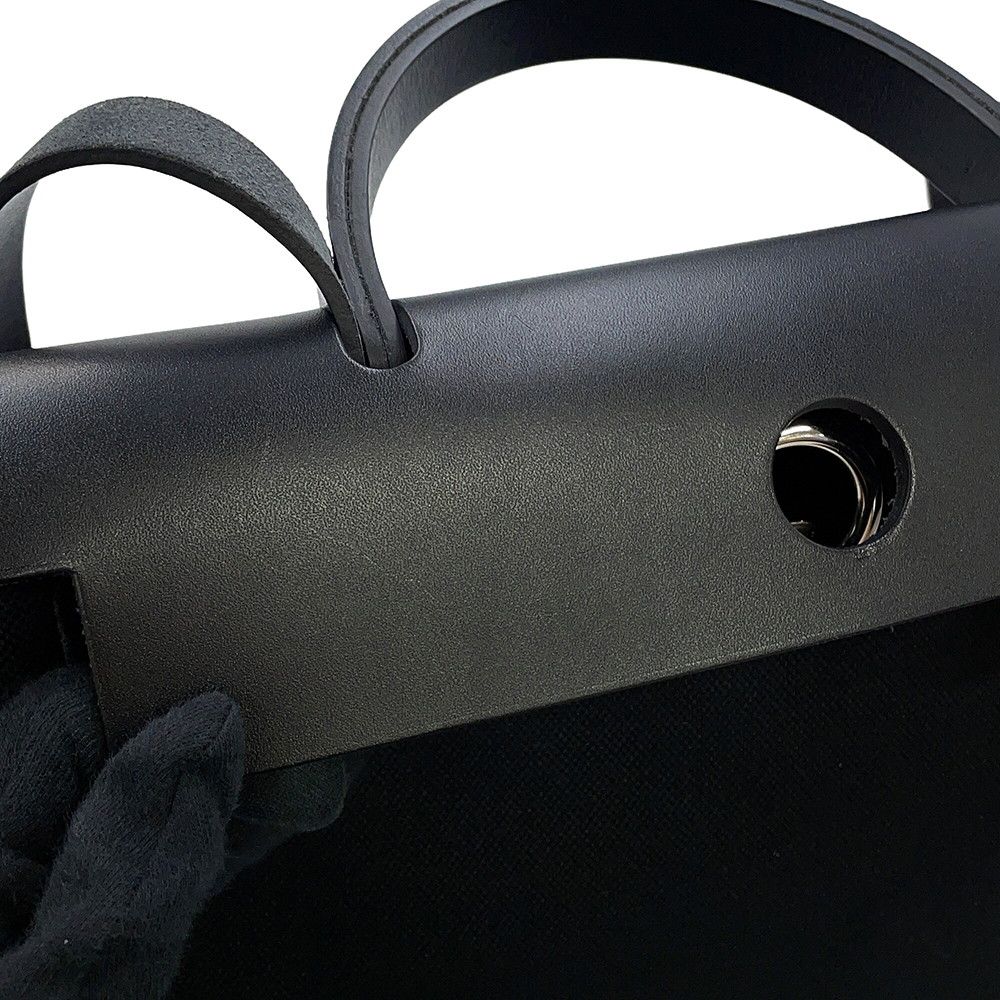 Hermes Herbag Zip PM Black Silver Toile Officier Vache Hunter Handbag — view 8