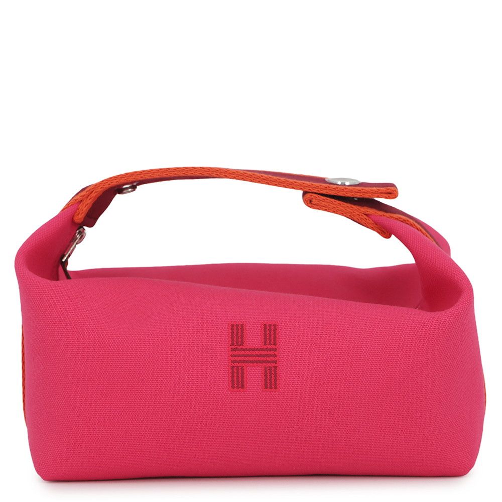 Hermes Pouch Bride-a-Brac PM Hibiscus Silver Canvas Case