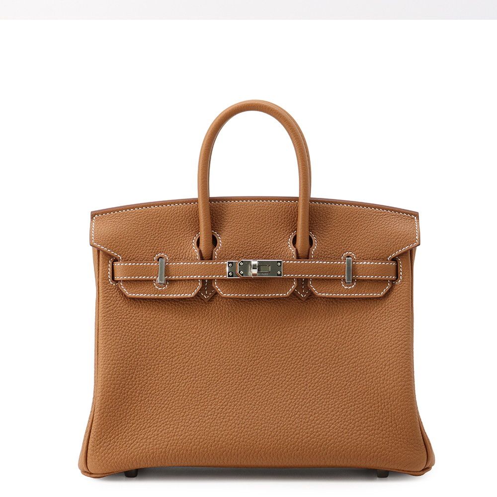 Hermes Birkin 25 Gold Silver Togo Handbag