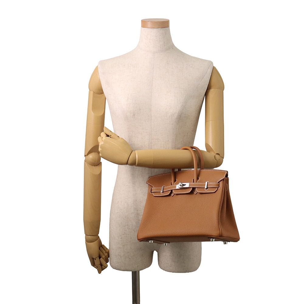 Hermes Birkin 25 Gold Silver Togo Handbag — view 4