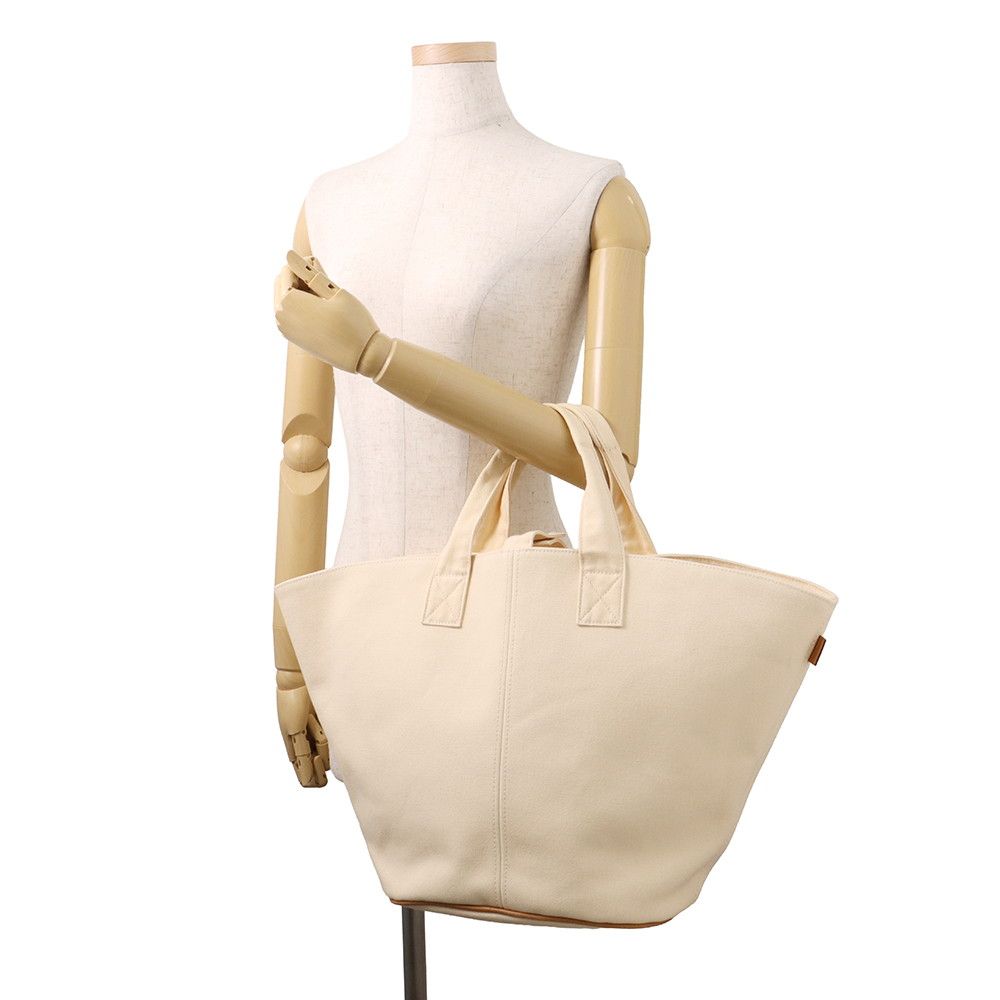 Hermes Tote Pannier de Plage PM Ivory Silver Canvas — view 4