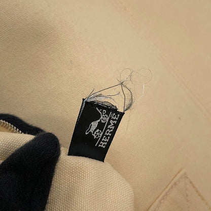 Hermes Tote Pannier de Plage PM Ivory Silver Canvas — view 6