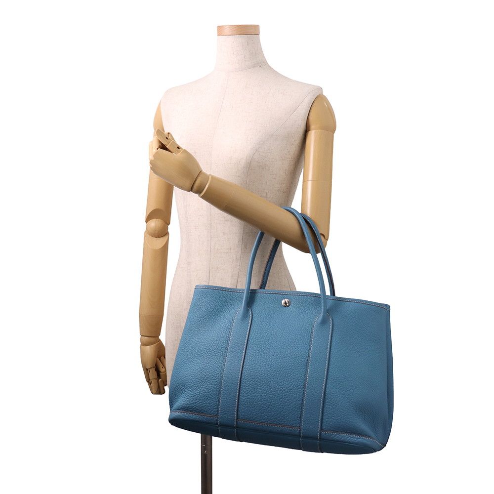 Hermes Tote Garden Party PM Azur Silver Negonda — view 4