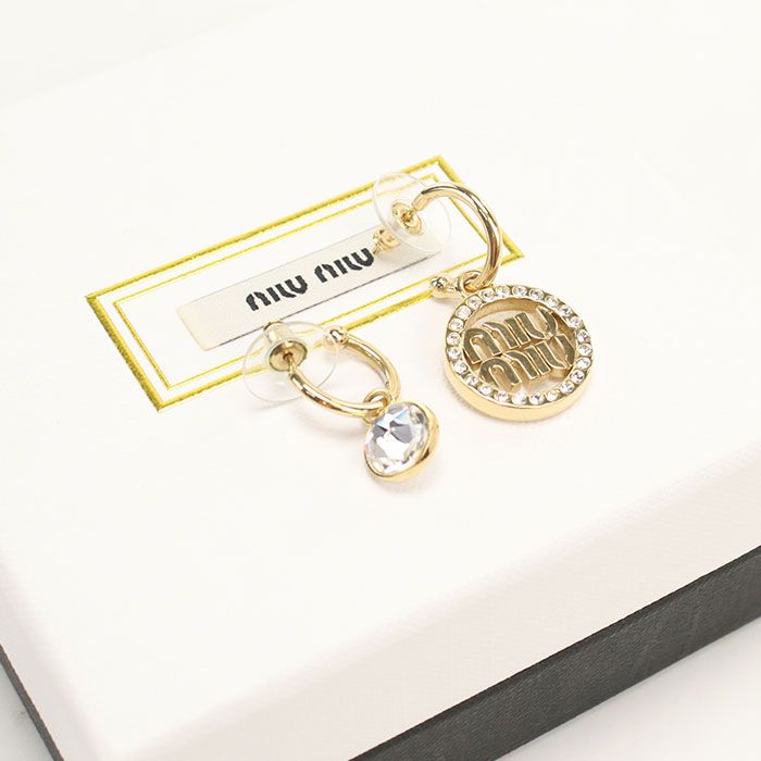 Miu Miu Miu Rhinestone Earrings Metal