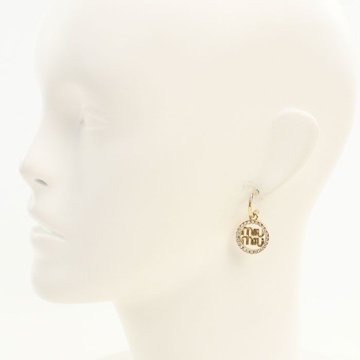 Miu Miu Miu Rhinestone Earrings Metal — view 6