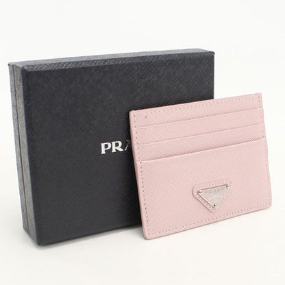 Prada Card Holder Saffiano Triangle Case Leather
