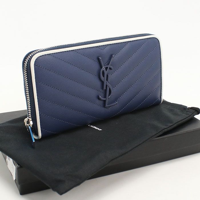 Saint Laurent Full Zip Wallet Monogram Round Zip Calf