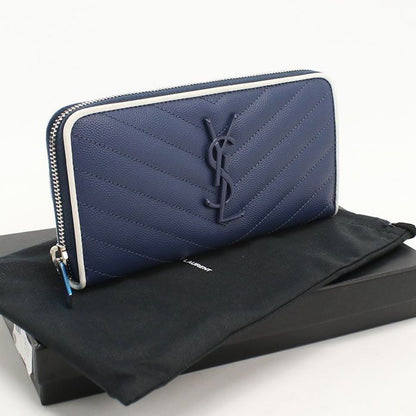 Saint Laurent Full Zip Wallet Monogram Round Zip Calf